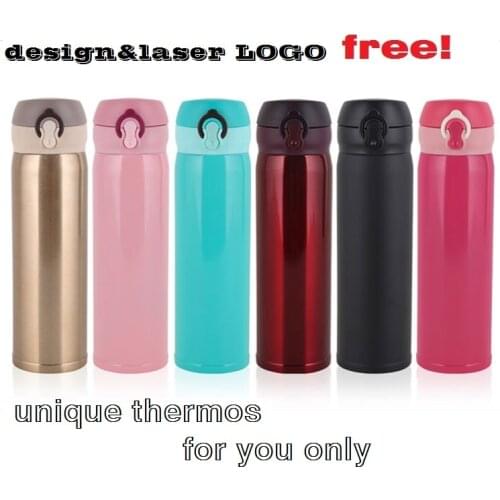 500ML Thermos DIY Customize Laser engrave LOGO name driver car Travel Vacuum flasks Steel Double Wall Thermal Cup Bottle MAZWEI