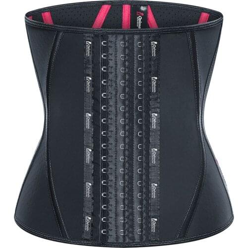 Waist Trainer Latex Girdle Belly Weight Loss Fitness Belt Long Torso Waisttrainer Slimming Sheath Corset With Zip 13 Steel Bone