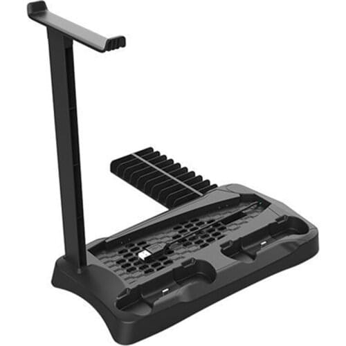 Top Deals Vertical Stand With Headset Holder And Cooling Fan Base For Ps5 Console Digital 2 Charging Base 20 Game Disc Slots