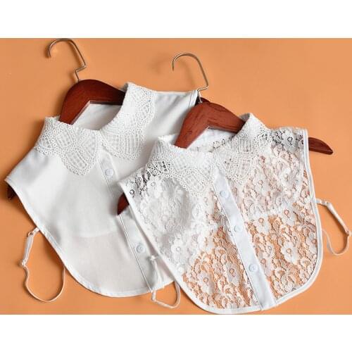 Fashion Fake Collar Detachable Lapel Choker Necklace Women Vintage Lace False Blouse Collar Black White Ladies Half Shirt