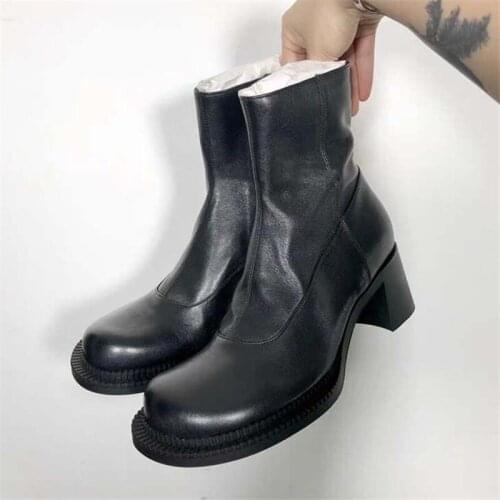 2021 New Hot Women Ankle Boots Fashion Design Round Toe Chunky High Heel Boot High Heel Shoes Woman Short Booties Botas Mujer