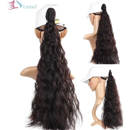 UENEL European and American Female Synthetic Hair Extensions Invisibility Ponytails Wigs Matte Silk Magic Paste 24 inch