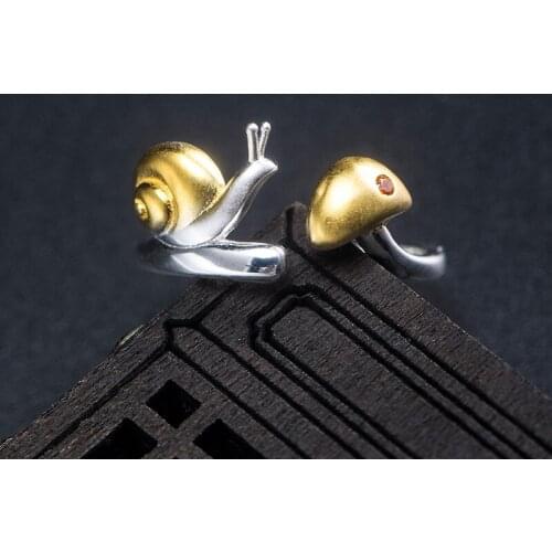 Ring Animal 925 Sterling Silver Snail Mushroom Open Rings For Women Fashion Style Lady Student Fine Handmade Jewelr