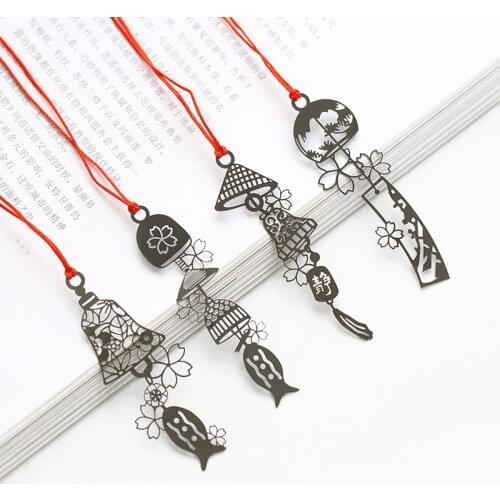 4 Pcs/Set Creative Hollowed Wind Bell Bookmark Book Holder Message Card Gift Stationery