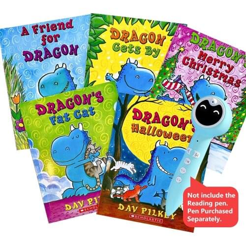 5 Books Scholastic Dragon By Dav Pilkey Kids Picture Bedtime Reading Story Book Set In English Comic Books for Children