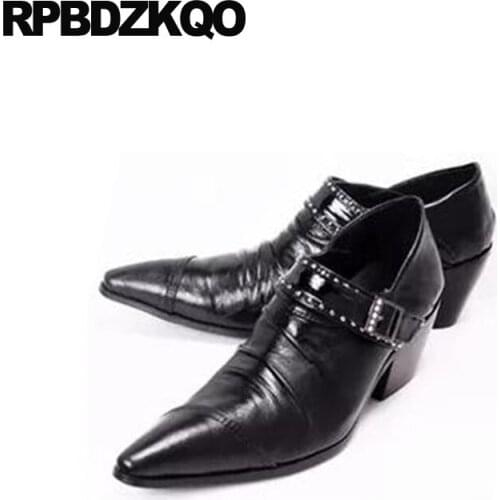 White Summer Luxury Brand Shoes Men Popular New High Heel Pointed Toe Black 46 Big Size Prom Monk Strap Slip On Fashion Custom