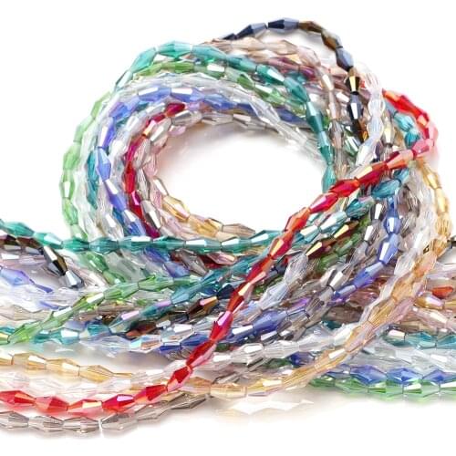 3x6/4x8m/6x12mm Black AB Color Long Bicone Faceted Austrian Crystal Glass Beads for DIY Making Charms Bracelet Necklace Jewelry