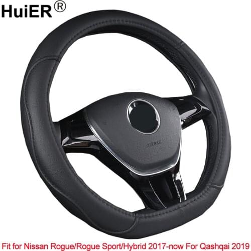 D Shape Car Steering Wheel Cover PU Leather For Nissan Rogue Sport Hybrid 2017 - 2019 2020 Qashqai 2019 2020 Braid Cover