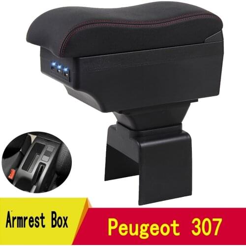 For Peugeot 307 armrest box central Store content Storage box with cup holder ashtray USB interface 2008-2013