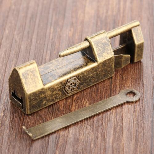 DRELD Antique Bronze Chinese Padlock Vintage Jewelry Wooden Box Old Lock Padlock for Suitcase Drawer Cabinet Door Hardware Locks