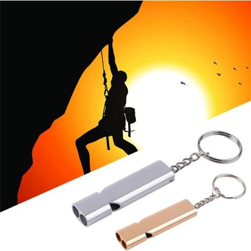 120dB Aluminum Alloy Dual Frequency Survival Whistle Dual Tube Outdoor Survival Whistle Equipped Hunting Camping Pocket Tools