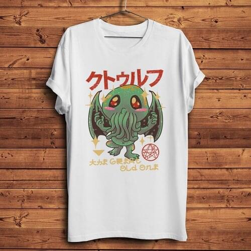 Kawaii The Great Old Cthulhu funny anime t shirt men summer new white casual short sleeve tshirt unisex cute streetwear tee