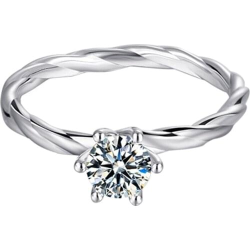 Trendy 100% 925 Sterling Silver Created Real 0.5 Carat D Color Moissanite Anniversary Rings For Women Lovely Party Fine Jewelry