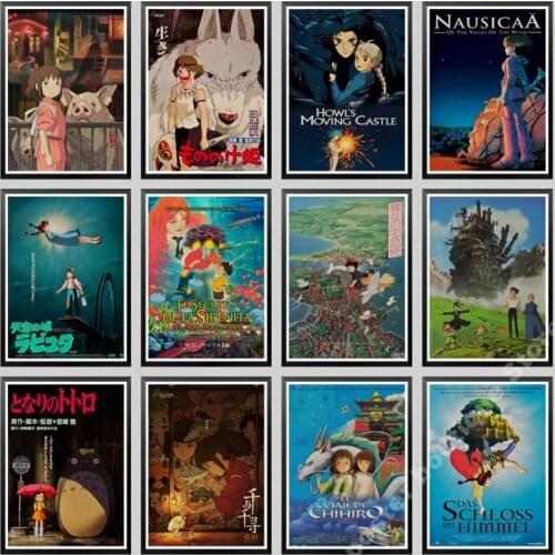 Anime Collection Miyazaki Hayao/Patlabor/Totoro Retro Kraft Paper Poster For Living Room Bar Decoration Stickers Wall Painting