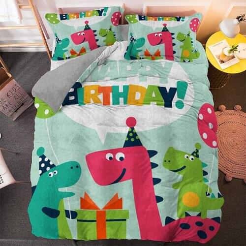 Cartoon Dinosaur Digital Print Bedding Set Twin Queen King Size Warm Comforter Duvet Quilt Cover and Pillowcase Soft Bedclothes