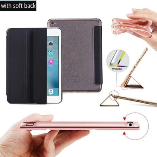 Nice magnetic tpu silicone soft PU leather smart case for apple ipad mini 4 cover case full protective slim thin sleeve case