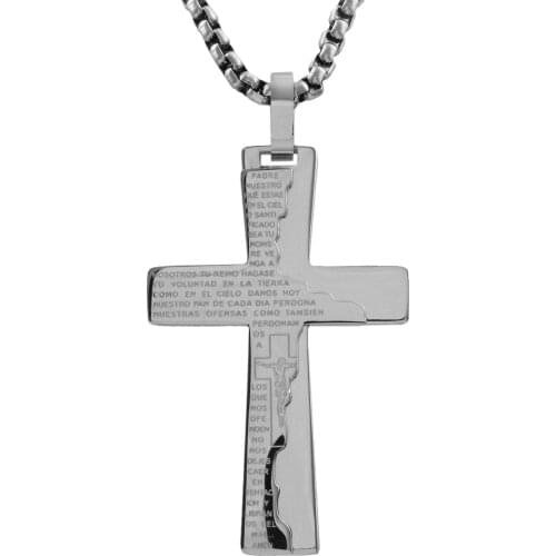 Printed Font Mixed Color Stainless Steel Cross Pendant Popular Women And Men Jewelry For Christian Gift