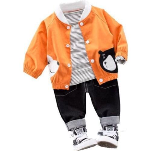 New Spring Autumn Children Fashion Clothing Baby Girls Boys Jacket T Shirt Pants 3Pcs/Set Clothes Kids Infant Cartoon Tracksuits