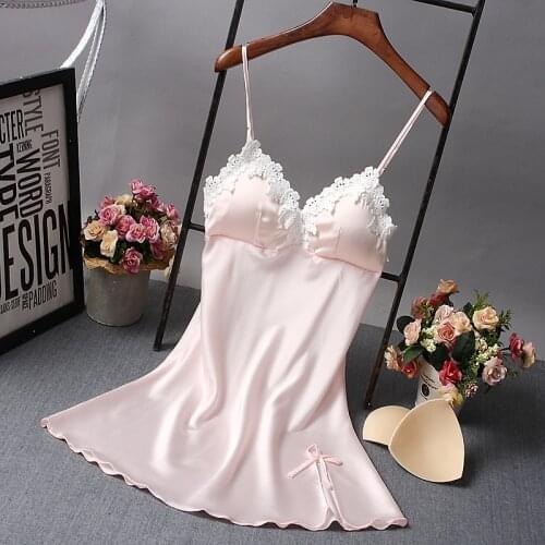 Summer Dress For Girls Sleepwear Women Nightgown Sleepshirts Lace Silk Night Dress Sleep Dress Female Home Clothing