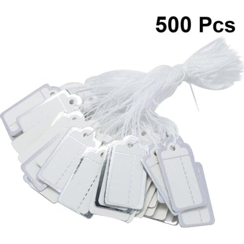 500PCS Small Price Tags Jewelry Display Tags Paper Gift Cards Message Cards Hanging Tags Cards for Jewelry Shop (Silver Edge)