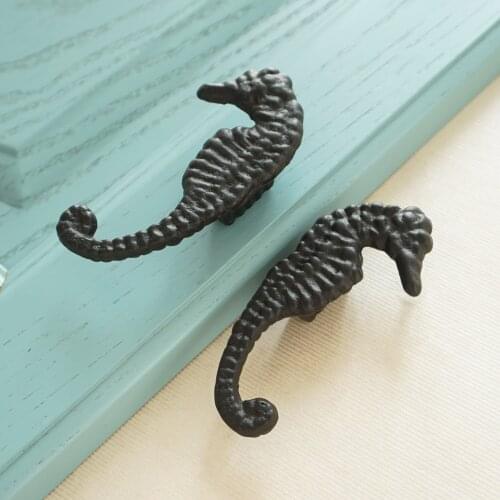 Cute Black Seahorse Aluminum Alloy Kids Bedroom Furniture Knobs Dresser Drawer Knob Cabinet Door And Drawer Knobs Hardware