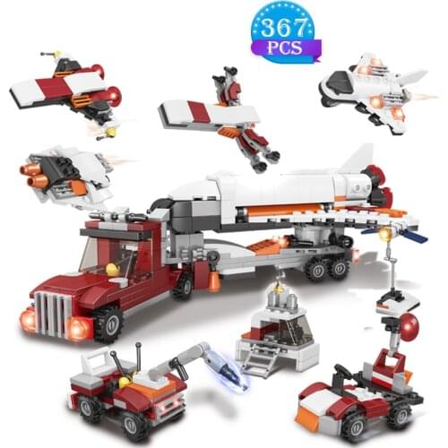 Ideas 8-in-1 Aircraft Transporter Model Children Assemble Building Blocks Air Force Series Airplane Set Brick Toys Boys Gifts