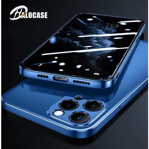 Square Frame Plating Soft TPU Cases For iPhone 12 Pro Max 11 XS XR 7 8 Plus SE Transparent Blue Slim Clear Thin Protection Cover