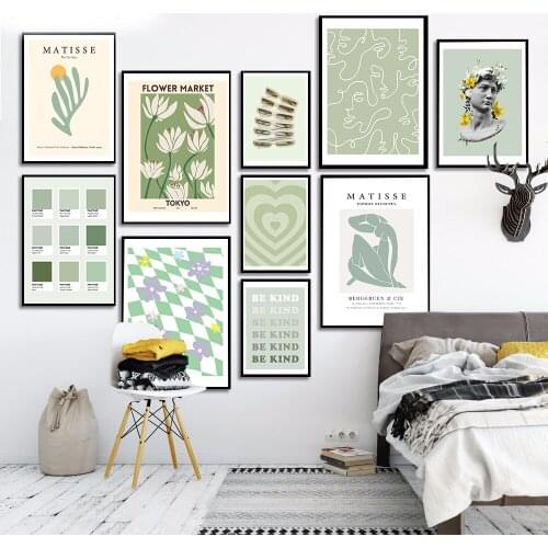 Matisse Abstract Flowers Green Flower Market Wall Art Canvas Painting Nordic Posters And Prints Wall Pictures For Living Room