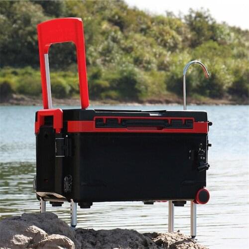 40L New Four-Leg Lifting Hard Fishing Box Multifunctional Luxury Fishing Box Fishing Container With Cushion And Bracket Full Set