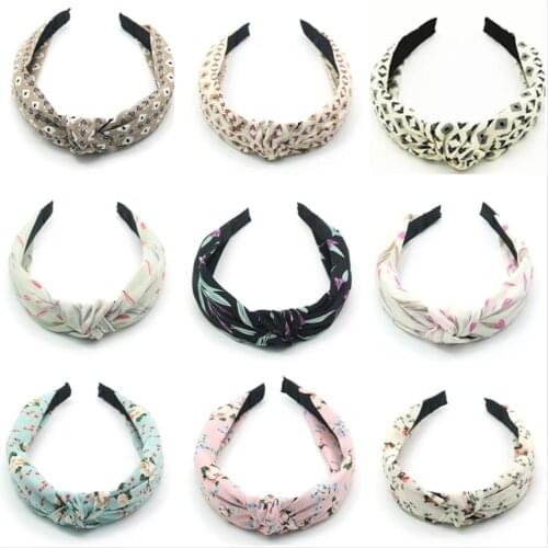 12/9/4/pcs/pack Wide Top Knot Hair Bands For Women Headdress Print Cloth Headband Bezel Girls Hairband Hoop Hair Accessories