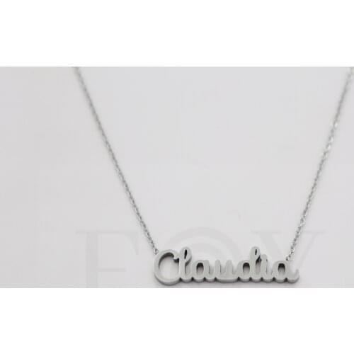 Collar De Acero Inox Con Nombre De Claudia Color Plata Alta Calidad Envió Desde España