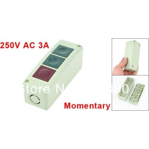 AC 380V 5A Red Green Momentary Push Button Switch Enclosed Pushbutton Station SPST NC NO LA4-2H