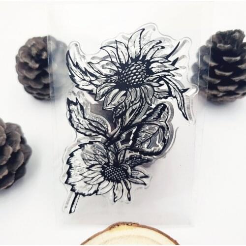 Hot sale 6*9cm sunflower Transparent Clear Stamps / Silicone Seals Roller Stamp for DIY scrapbooking photo album/Card Making