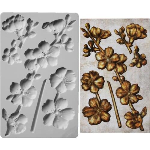 Cherry blossoms Silicone Mold Fondant Cakes Decorating Molds Sugarcraft Chocolate Baking Tools Kitchenware For Cakes Gumpaste