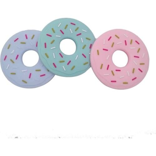 Silicone Donut Ring Teether Sensory Chewing Toy Food Grade Silicone Pendant Shower Gifts