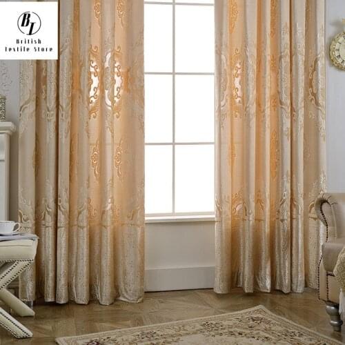 Modern and simple imitation Curtains for Living dining room bedroom imitation embroidered jacquard European style curtains