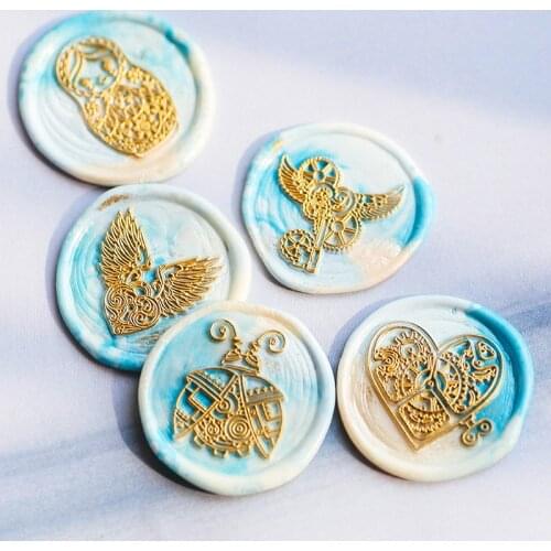 Steampunk Sealing Wax Stamp Hand Account Lacquer Seal Diy Gift Retro Mechanical Clockwork Wax Stamp Wedding Invitation Wax Seal