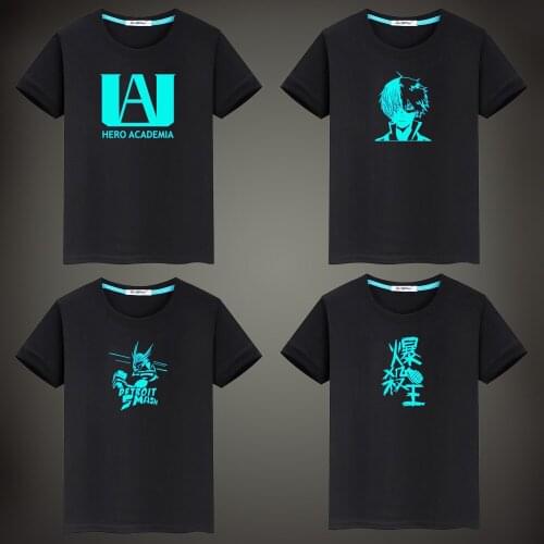 My Hero Academia Luminous Fluorescent Childrens T-shirt Cartoon Unisex Men Tops Vest Tees Summer Boy Girl Clothes 2-12T