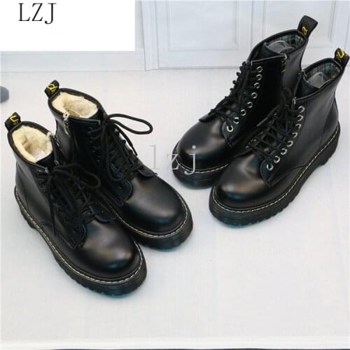 Women Flat Platform Ankle Boots Spring Boot Black Lace Up Black Medium Creepers Shoes Fashion Party Footwear