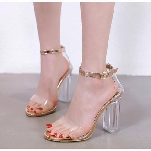 2021 PVC Jelly Sandals Crystal Leopard Open Toed High Heels Women Transparent Heel Sandals Slippers Discount Pumps 11CM