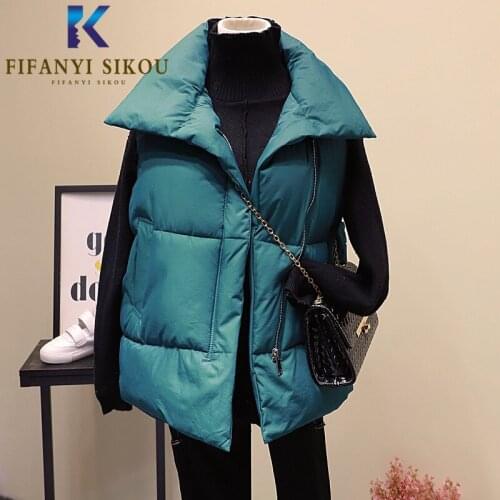 Winter Jacket Women Down Cotton Vest Coat Fashion Zipper Sleeveless Jacket High quality Winter Vest Thick Warm Waistcoat 2020