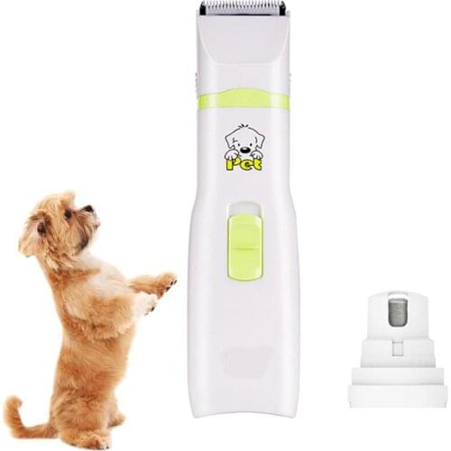 2 in 1 Pet Dog Cat Hair Trimmer Paw Nail Grinder Grooming Clippers Nail Cutter Hair Cutting Machine