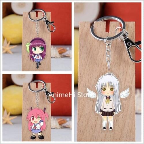 20 pcs/lot Angel Beats! Acrylic Keychain Toy Figure Tachibana Kanade Bag Pendant Key Ring Gifts