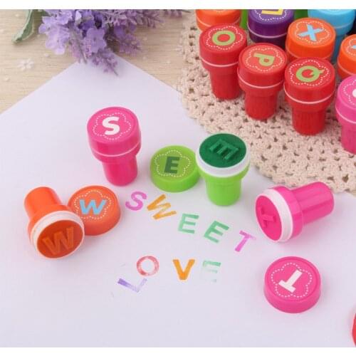 26Pcs/box Cute Cartoon PVC Stamps Toys Animal/Letters Shape Self Inking Stamps Set for Notebook Scrapbooking Educational Toys