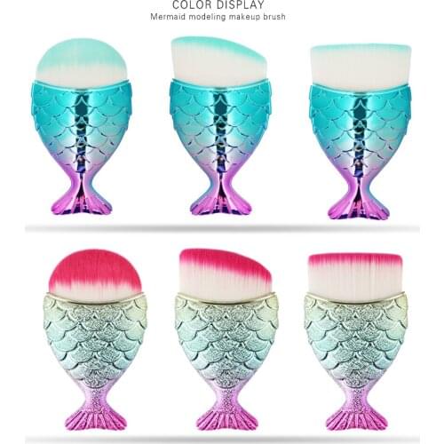 3Pcs/Set Foundation Blending Makeup Brush Set Highlight Contour Powder Cosmetic Fish Scale Make Up Brushes Beauty Tool