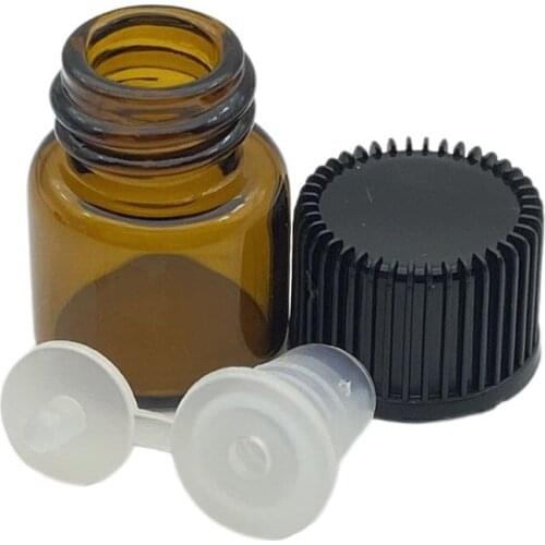 300pcs Hot Sale 1/4 Dram Small Glass Bottles With Pull Orifice Reducer Screw Cap Mini Essential Oil Empty Vials