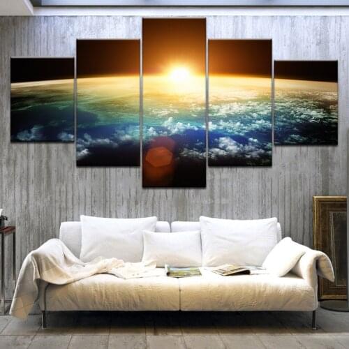 5Panel HD Printed A golden sun one the blue sky wall posters Print On Canvas Art Painting For home living room decoration