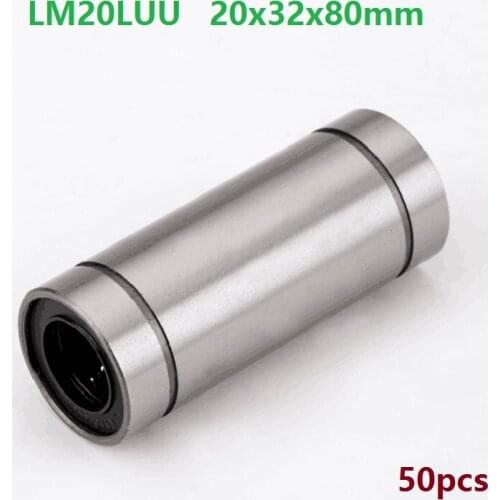 50pcs/lot LM20LUU Longer linear bushing linear bearings for 3d printer parts cnc router guide 20x32x80mm