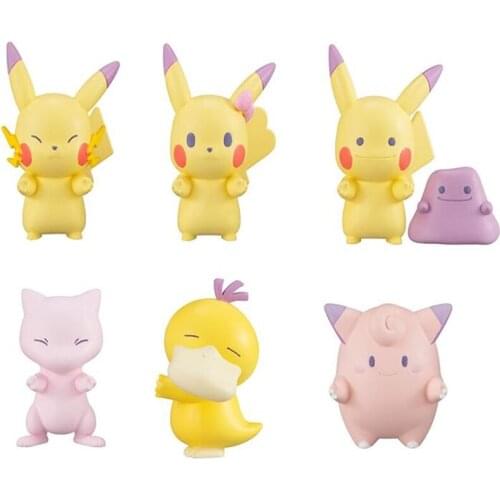 6Pcs/Set 5CM Pikachu Psyduck Mewtwo Clefairy Anime Action & Toy FiguresModel Toys For Kids Children
