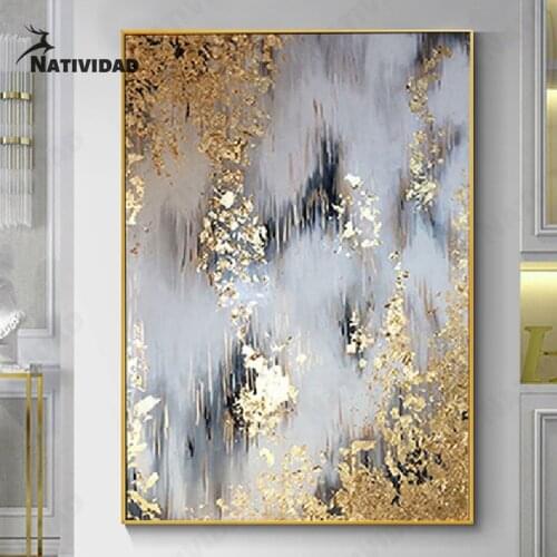 Abstract Gilt Canvas Painting Room Decor Large Area Poster Wall Art Living Room Bedroom Home Aesthetics Waterproof Decoration